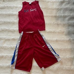 Nike athletic shorts & sleeveless tank top red boys size 8